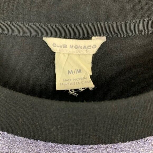 Club Monaco Colorblock Crewneck Sweatshirt Medium Gray Black Minimalist Casual - Picture 2 of 5